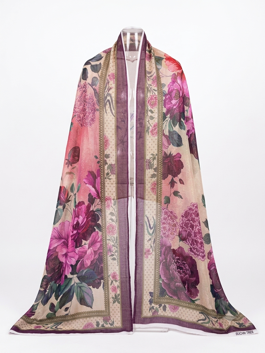 Rosé Blossom Viscose Dupatta
