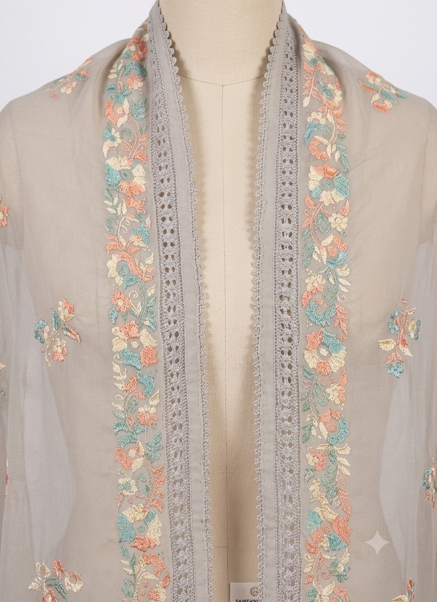 Pastel Bloom Malai Arbi Georgette Chadar
