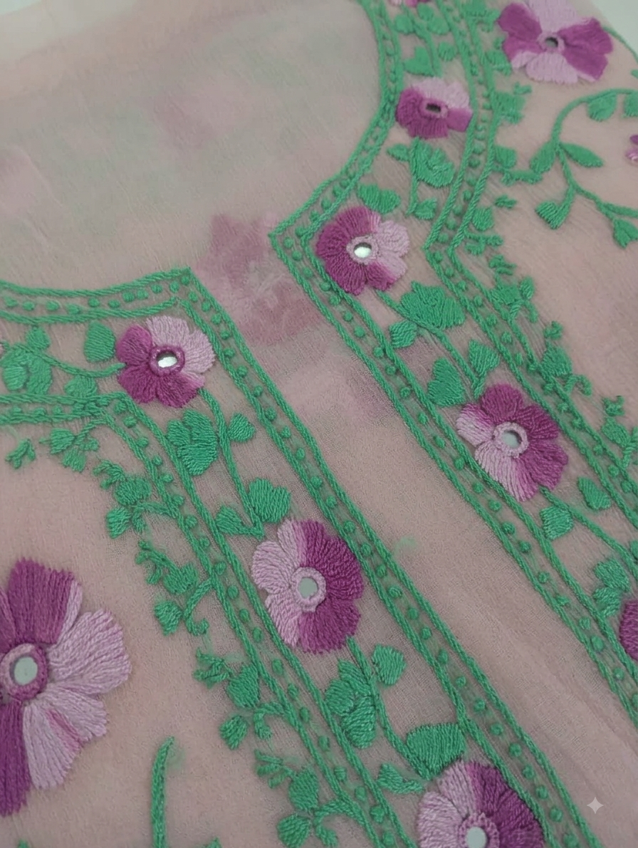 Gulab 2-Piece Hand-Embroidered Pure Crinkle Suit