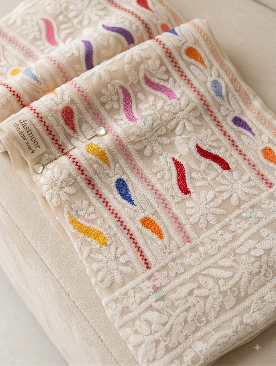 Rangoli 2-Piece Hand-Embroidered Pure Crinkle Suit