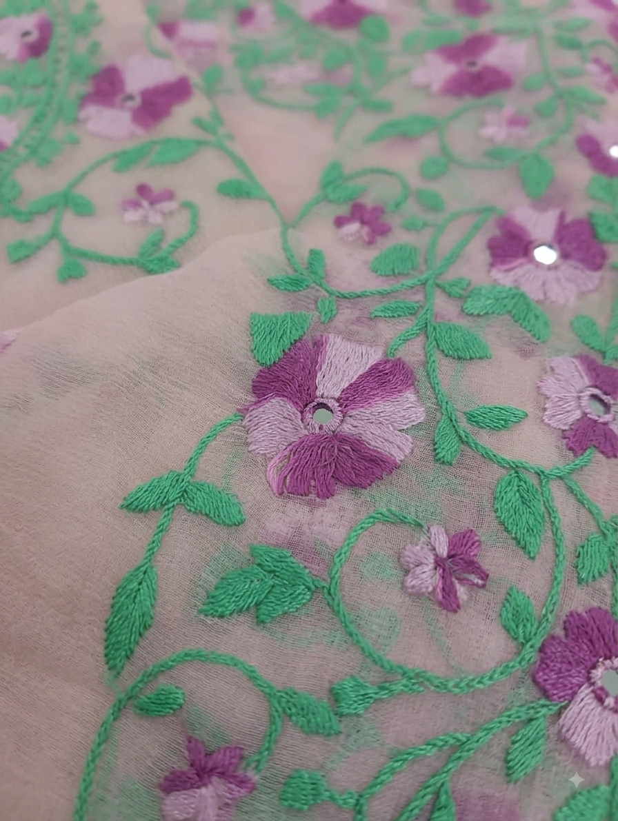 Gulab 2-Piece Hand-Embroidered Pure Crinkle Suit