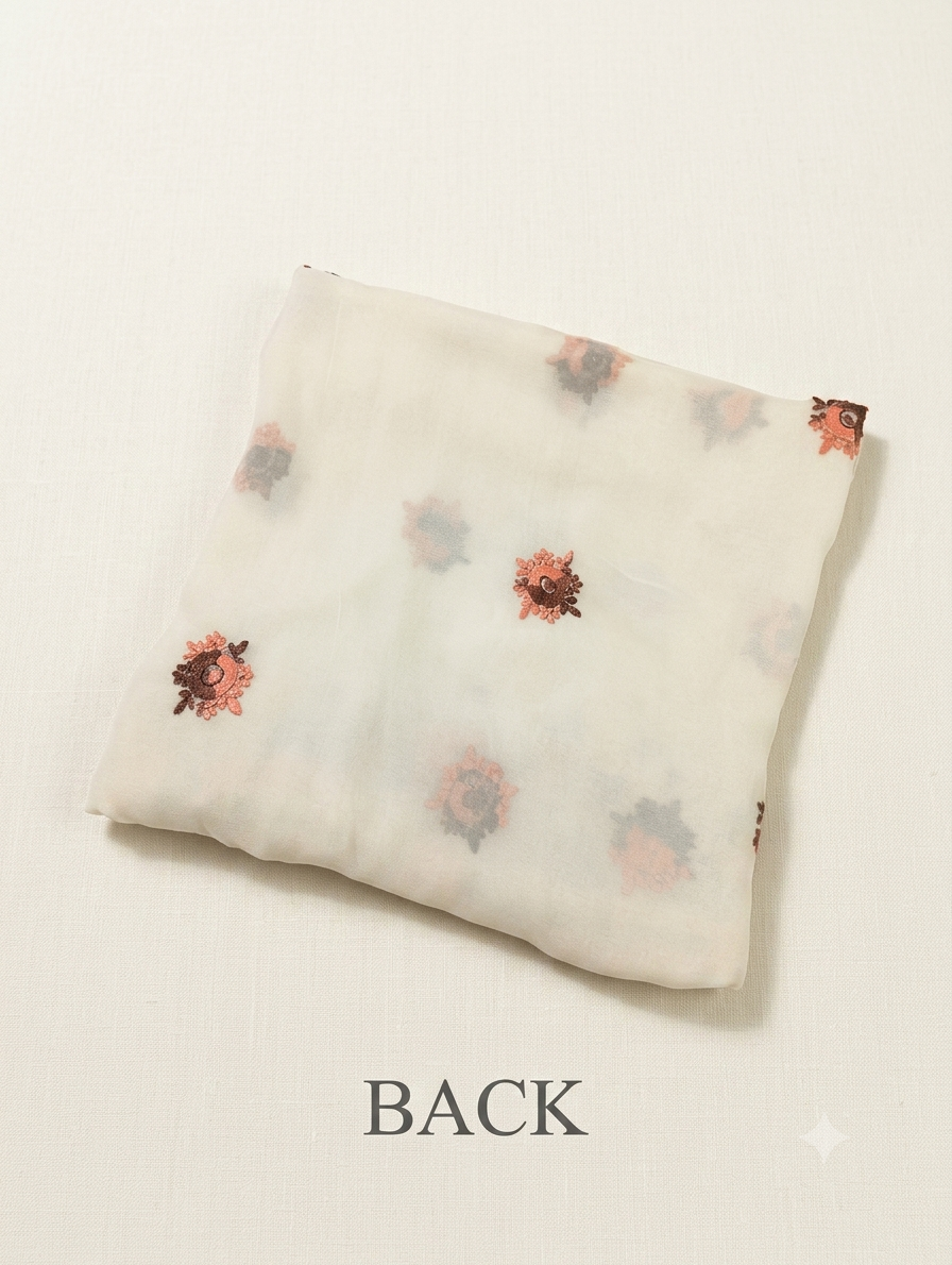 White Chiffon hand Work  shiet n Dupatta – Floral Vine Heritage Collection