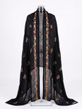 Noir Garden Embroidered Malai Georgette Chadar