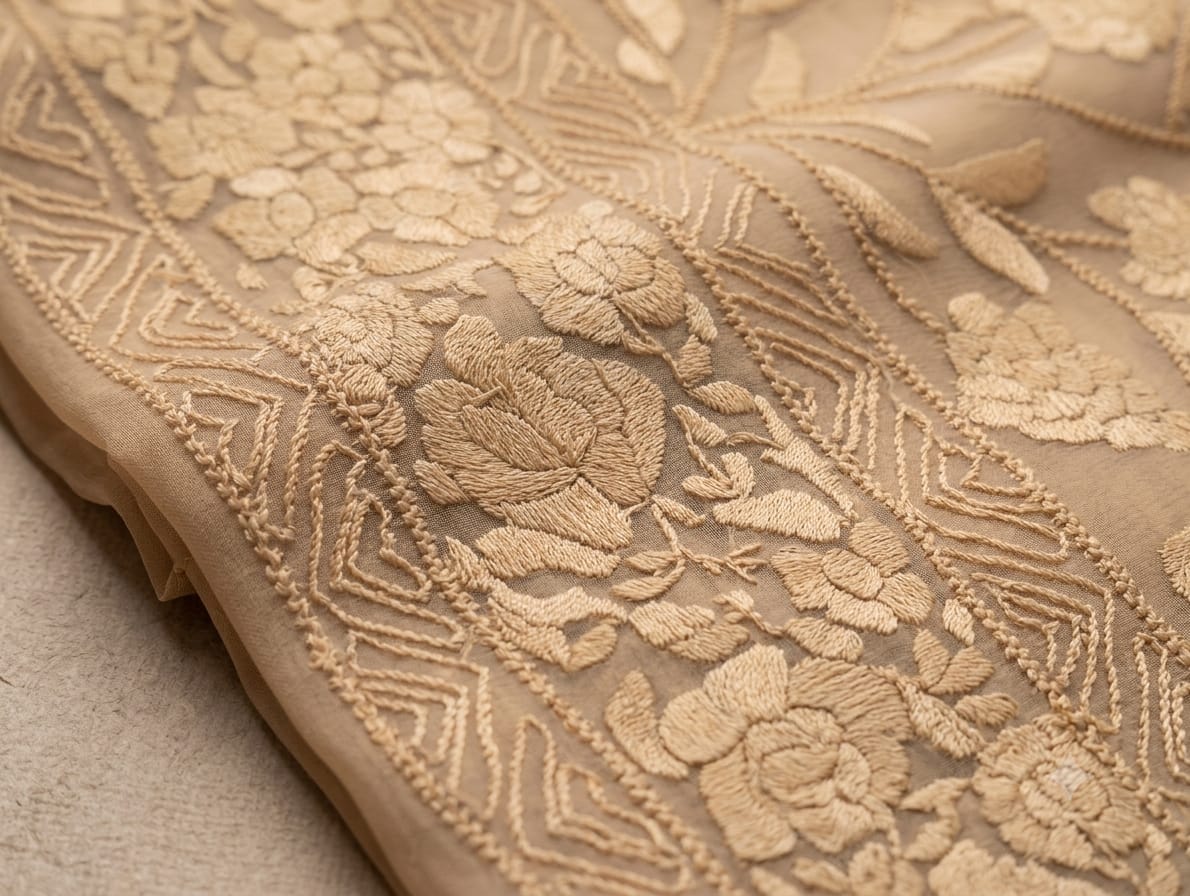 Exquisite Hand-Embroidered Chikankari & Zardozi Pure Crinkle Chiffon Unstitched Suit Set