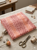 Hand-Embroidered Peach  oringal crinkle chifoon Unstitched Suit Set – Ornate Floral emb Dupatta